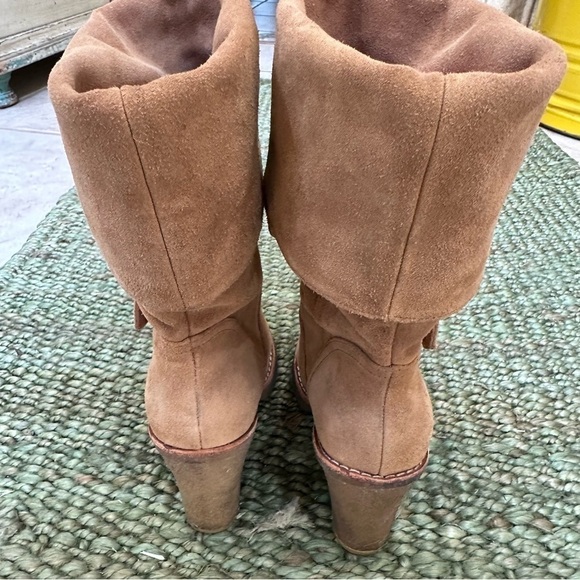 UGG Australia JOSIE Chestnut Convertible Cuff Suede High Heel Boots Size 6 - Picture 4 of 10